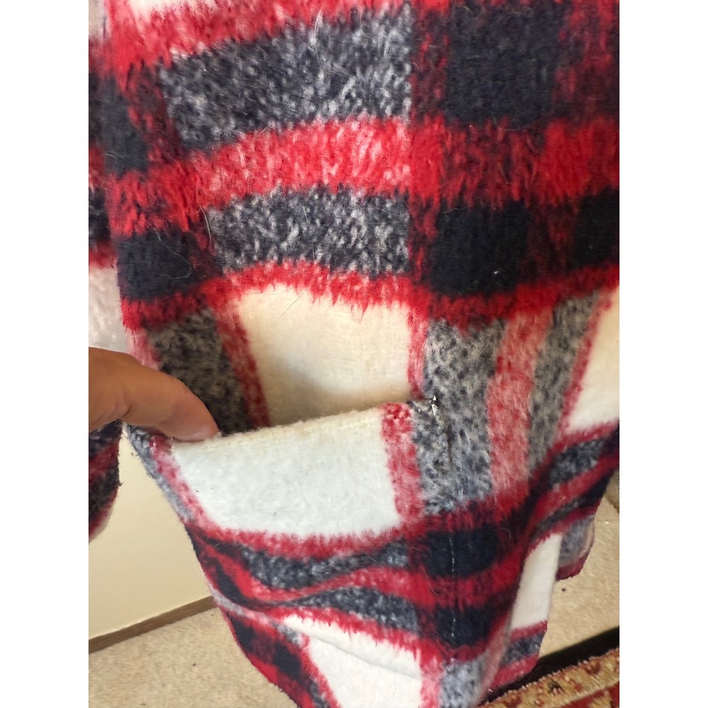 Abercrombie & Fitch Wool Blend Plaid Coat Jacket Red Black White Womens M Winter - Picture 3 of 11